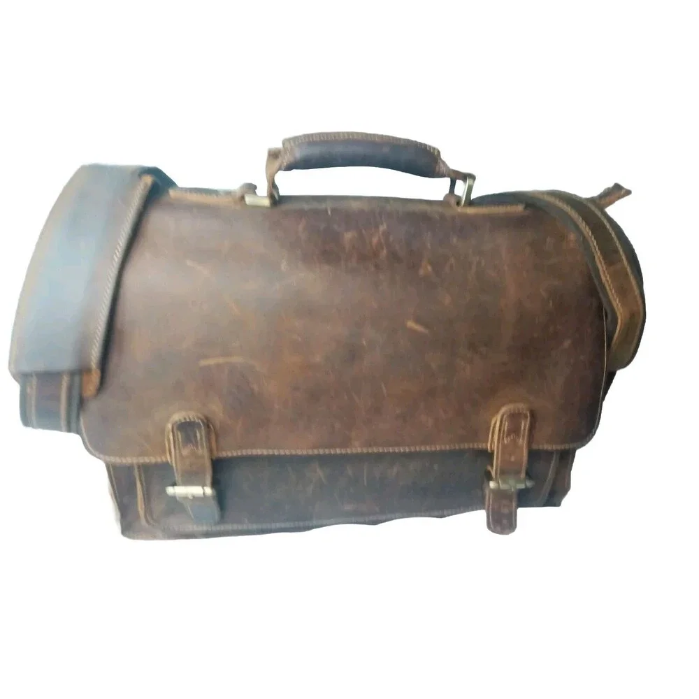 Vintage Kattee Leather Briefcase Messenger Bag Brown Fits 15 Inch Laptop